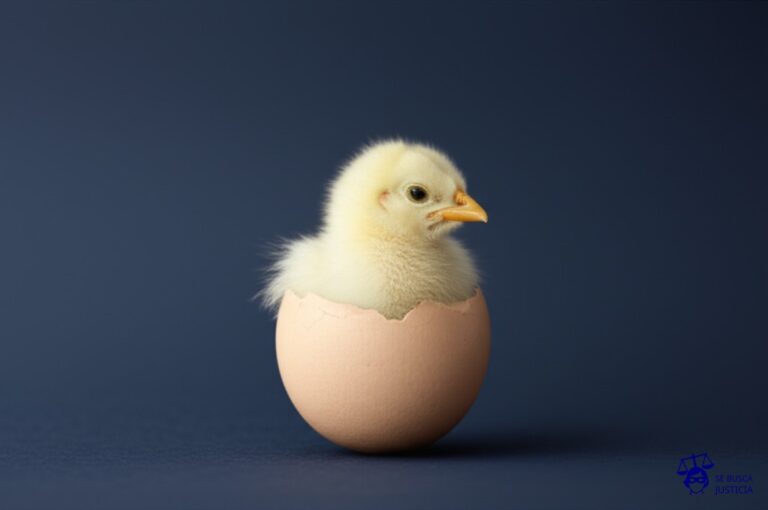 Un huevo de dinosaurio roto, con un pollito de gallina saliendo de él. Representa: Adopción internacional con documentación dudosa