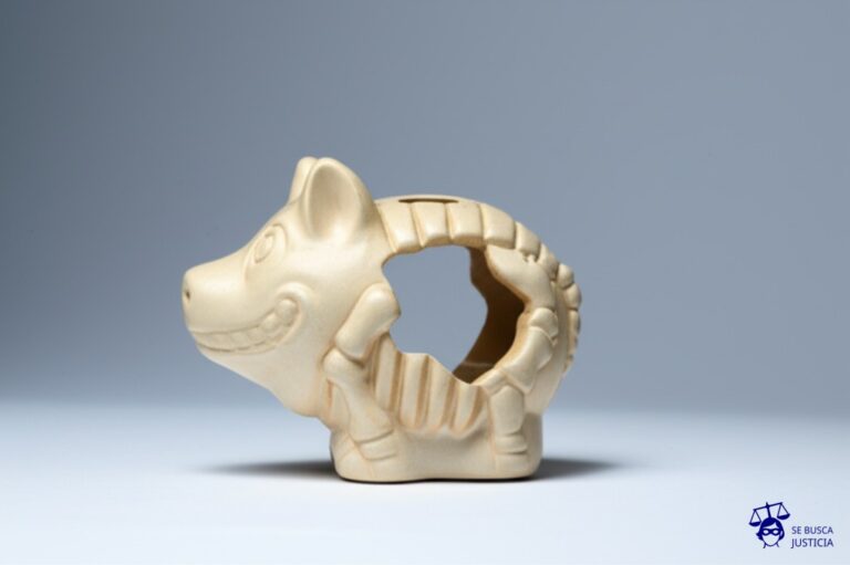 Un esqueleto de un cochinito (alcancía) con un agujero gigante en el vientre. Representa: Alquiler impago durante varios meses