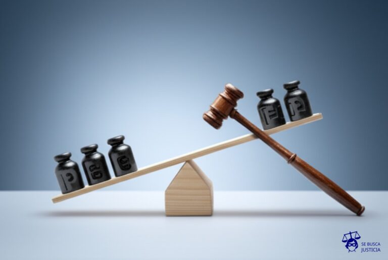 Un balancín, con un lado cargado de pesas (representando activos) y el otro lado vacío (representando pasivos), siendo empujado con fuerza por un gran martillo de juguete. Representa: Alteración de balances para obtener créditos