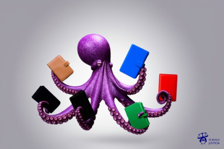 Un pulpo con múltiples tentáculos, cada uno agarrando una billetera. Representa: Cobros indebidos a clientes