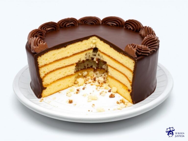Un gran pastel de cumpleaños, aparentemente delicioso y decorado, pero con un agujero gigante en el centro, revelando un interior hueco y desordenado. Representa: Controversias por el tratamiento tributario de los fideicomisos