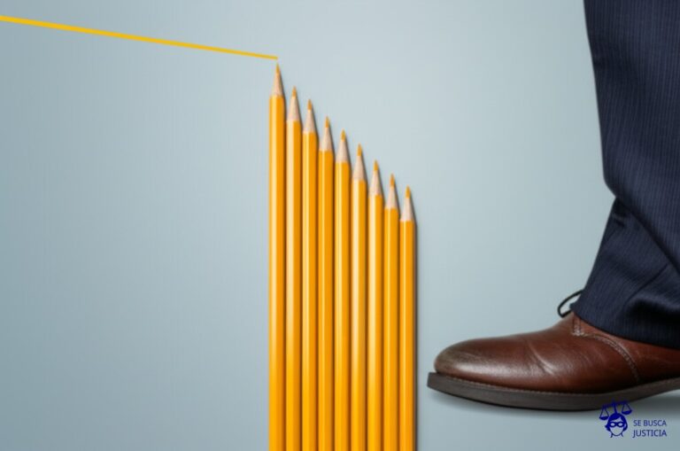 Un grupo de lápices de diferentes longitudes intentando alcanzar una línea de meta marcada a una altura superior a la estatura de los lápices más pequeños, con un gran pie gigante (representando la ley) bloqueando el paso a los lápices cortos. Representa: Cuestionamiento de la constitucionalidad de leyes que establecen requisitos de estatura mínima para el ingreso a institutos de formación docente, afectando el derecho a la igualdad y al trabajo.