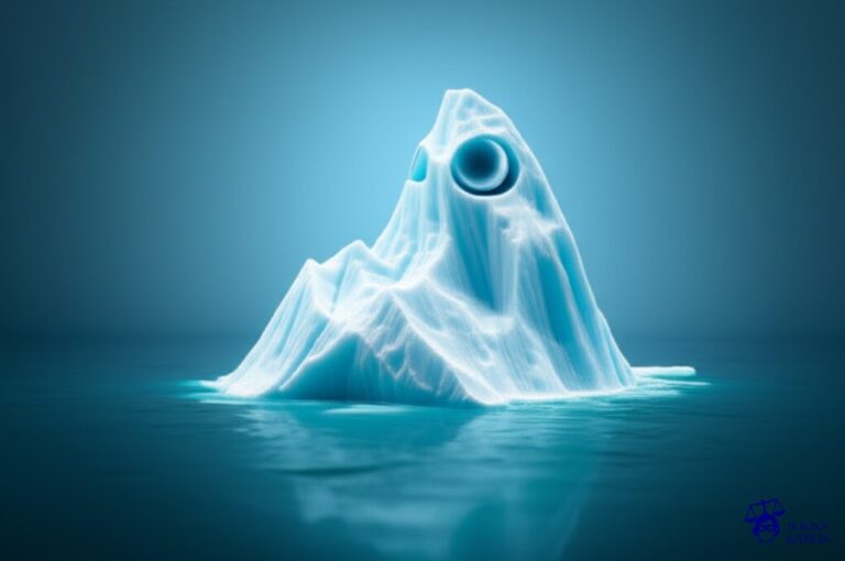 Un gran iceberg a punto de hundirse, con la forma de una alcancía. Representa: Cuestionamientos a planes de facilidades de pago