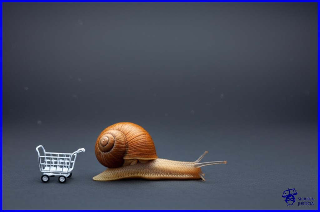 Un caracol arrastrando una cuna vacía. Representa: Demora en inscripción de adopción plena