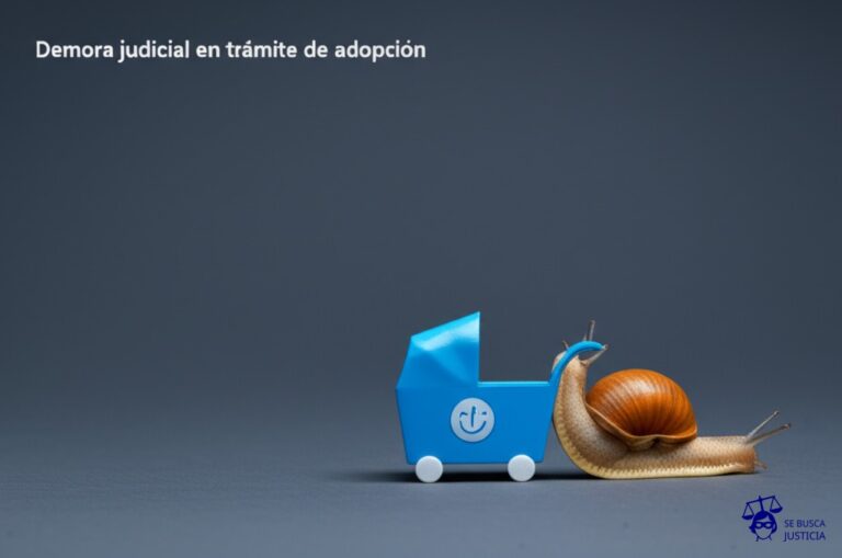 Un caracol, arrastrando una cuna. Representa: Demora judicial en trámite de adopción
