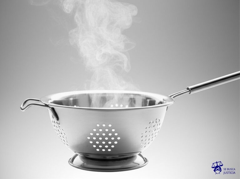 Un colador lleno de agujeros intentando atrapar una nube de humo. Representa: Dificultad en proteger las "marcas olfativas" o "sonoras"