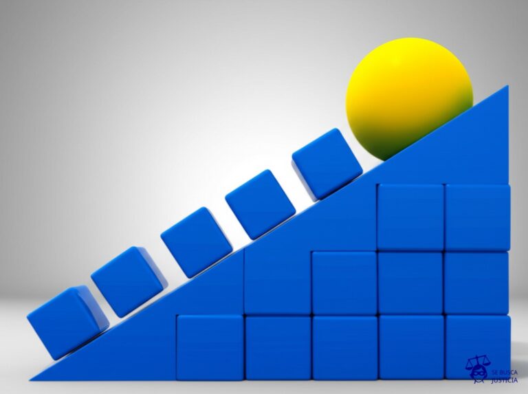 Un grupo de cubos idénticos intentando subir una rampa. Un cubo, claramente diferente por su forma (redondo, por ejemplo), es empujado hacia abajo por los demás. Representa: Discriminación en el trabajo