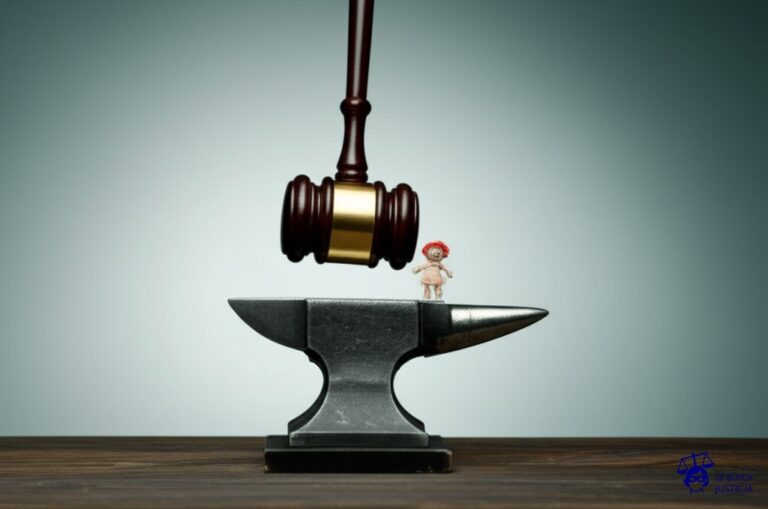 Un gran y pesado martillo de juez, con una muñeca de trapo diminuta y deshilachada en el yunque, a punto de ser golpeada. El martillo tiene una sonrisa sutilmente diabólica. Representa: El Juicio del Muñeco Poseido (1975 EE.UU. caso Annabelle)