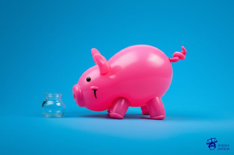 Un globo inflado con forma de cerdito, grotescamente grande, explotando sobre una alcancía diminuta. Representa: Expensas extraordinarias cobradas injustificadamente