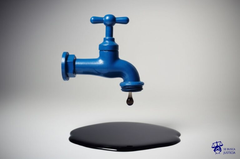 Un grifo goteando, con un pequeño charco debajo. Representa: Franko B enfrentó quejas legales por sangrar en sus performances frente a audiencia