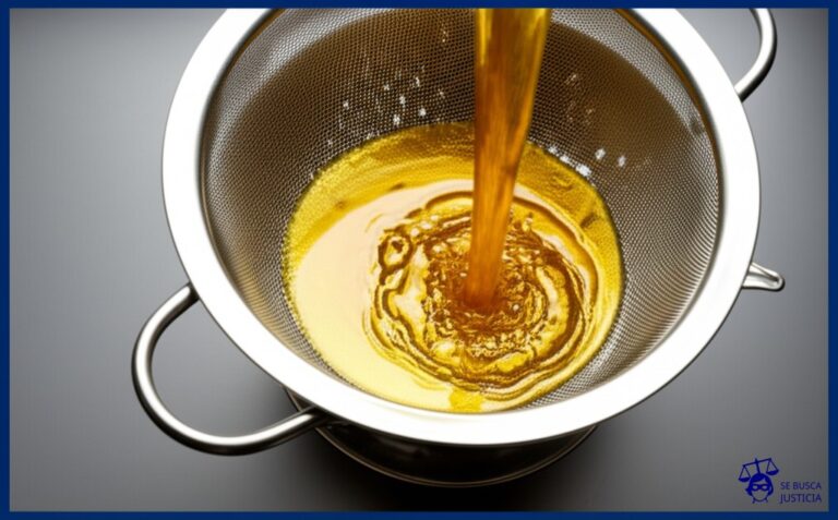 Un colador gigante, lleno de agujeros, intentando contener un líquido dorado (representando la información) que se escapa a chorros. Representa: Fuga de información confidencial protegida por NDA