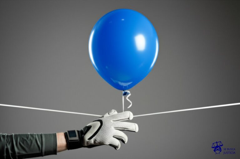 Un globo de helio (balón) atado a una cuerda (línea de banda) que se rompe justo antes de tocar la mano de un hombre (portero). Representa: Gol de Cristiano Ronaldo anulado contra Serbia en eliminatorias (2021)