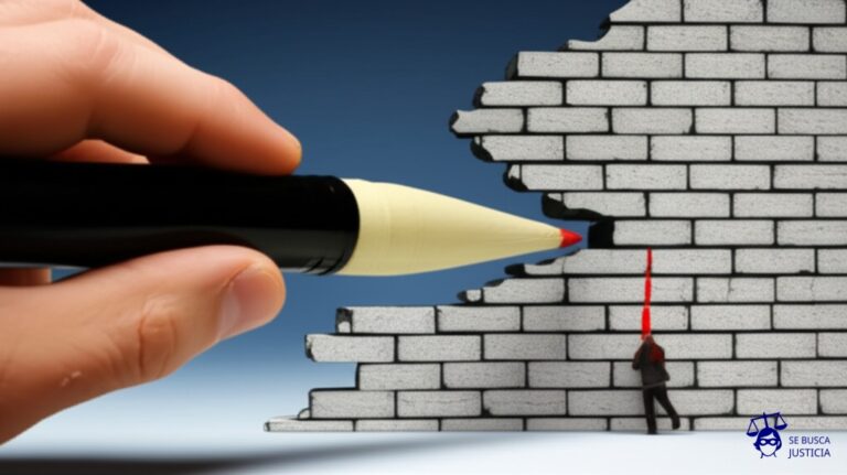 Un artista (representado por un pincel gigante) intentando pintar una enorme grieta en un muro de ladrillos, mientras es atrapado por una mano gigante que emerge del mismo muro. Representa: Hamlet Lavastida Cordobí fue arrestado en Cuba por incitar a la desobediencia civil a traves de su arte