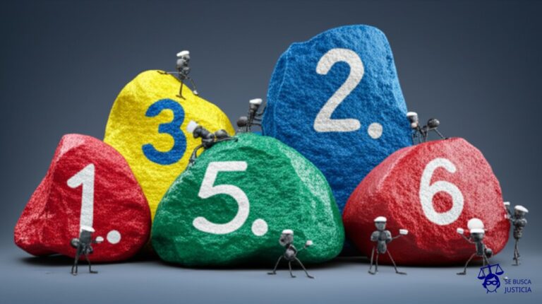 Un grupo de **hormigas grises, con sombreros de pintor, pintando piedras gigantes de colores chillones, cada una con un número enorme.** Representa: Identificaron a los jubilados que pintaron las piedras del Dique Potrerillos en Mendoza.