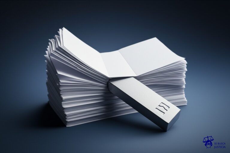 Un imán gigante, atrayendo compulsivamente una pila de hojas de papel en blanco. Representa: Imposición de renuncia firmada en blanco