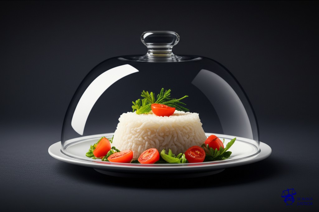 Un plato de comida exquisita, perfectamente emplatado, con una gran campana de cristal cubriéndolo. Representa: Inaplicabilidad de incentivos fiscales por falta de reglamentación
