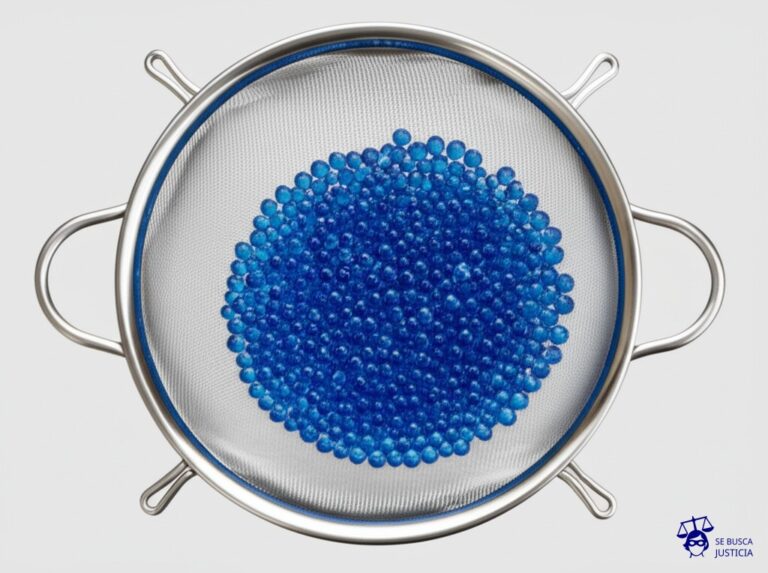 Un gran colador lleno de agujeros, intentando retener una marea de pequeñas bolitas. Representa: Incumplimiento de la normativa de protección de datos personales por la administración