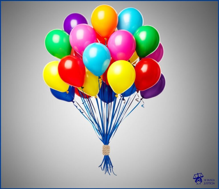 Un grupo de globos (representando a los familiares) atados a una cuerda que termina en un nudo gigantesco (el progenitor) que impide que los globos floten hacia arriba (el niño). Representa: Incumplimiento de órdenes de contacto o comunicación con familiares, como tíos o primos, cuando el progenitor custodio impide el vínculo sin justificación, afectando la red de apoyo del menor.