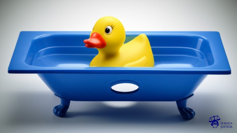 Un pato nadando tranquilamente en una bañera con un agujero en el fondo. Representa: Insuficiente protección legal de los humedales