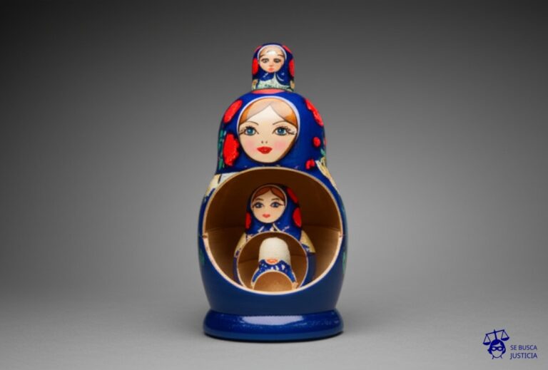 Una muñeca rusa. Dentro de la primera, una segunda muñeca, ligeramente dañada. Dentro de esta, una tercera, con un pequeño vendaje. Representa: Julieta Silva, la mujer que atropelló y mató a su novio, fue detenida por una nueva denuncia: el marido la acusó por lesiones