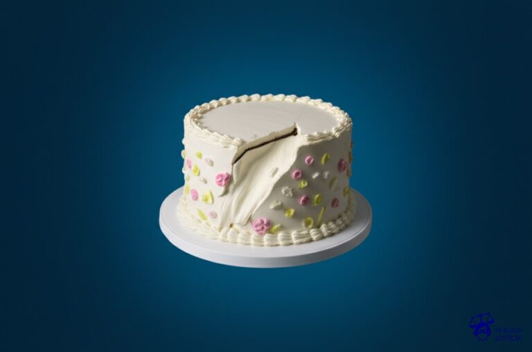 Un gran pastel decorado con crema batida, adornado con delicadas flores de azúcar. De repente, alguien lanza un ladrillo al pastel, dejando una gran grieta y desparramando crema. Representa: Kara Walker recibió críticas legales por obras con violencia explícita relacionada al racismo