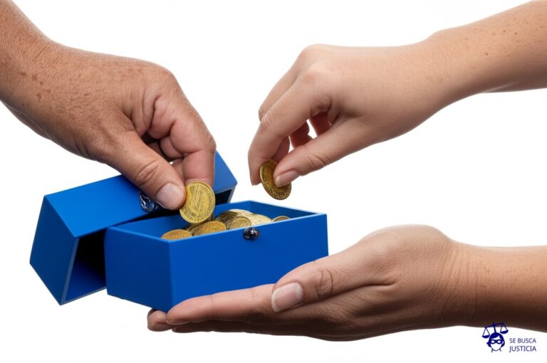 Un par de manos, una grande y una pequeña (representando a Judith y su hija), intentando sacar monedas de un cofre del tesoro (representando los fondos de Isaac Chemaya), mientras que otras dos manos más grandes (representando a los hermanos) intentan jalar el cofre en dirección opuesta. Representa: La abogada Judith Chemaya fue querellada junto a su hija por sus hermanos. Se las acusa a defraudacion Isaac Chemaya