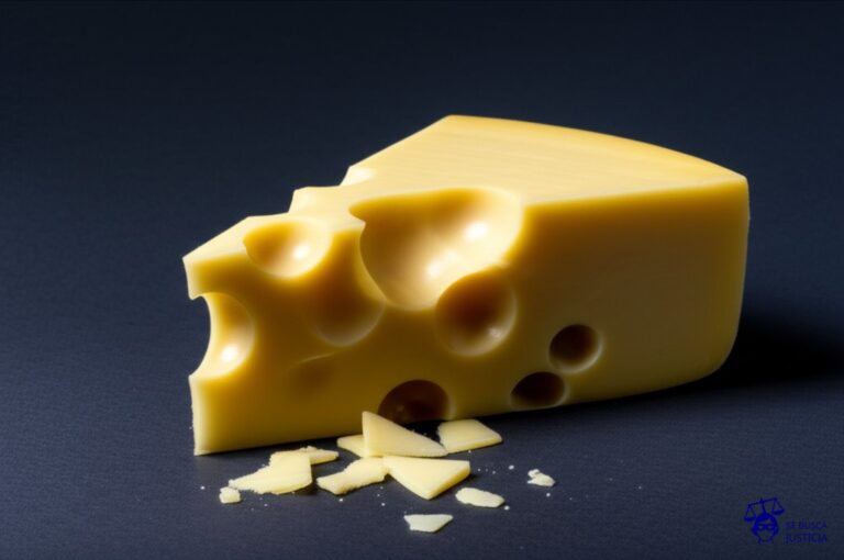 Un gran agujero en un enorme queso suizo, con migas dispersas a su alrededor. Representa: Malversación de fondos públicos
