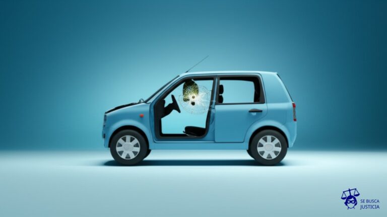 Un coche destrozado, con un enorme agujero en el parabrisas por el que se ve un cactus. Representa: Negativa a cubrir daños derivados de uso indebido del vehículo