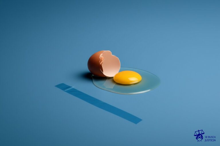 Un huevo estrellado en el suelo, con un trozo de cinta adhesiva intentando pegarlo de nuevo. Representa: Negativa a cubrir daños por negligencia del asegurado