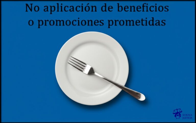 Un plato vacío con un tenedor doblado. Representa: No aplicación de beneficios o promociones prometidas