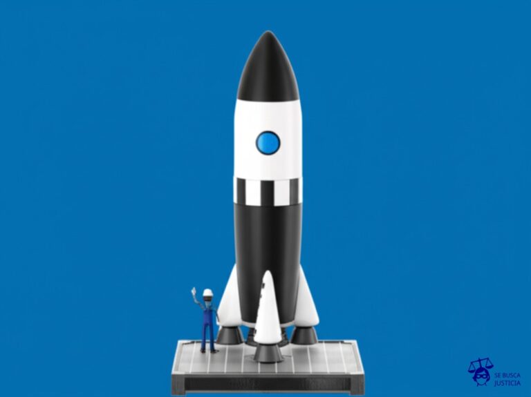 Un cohete a punto de despegar, con la plataforma de lanzamiento a medio construir y un obrero haciendo señas de ¡Espera! desde abajo. Representa: No cumplimiento del preaviso