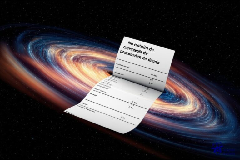 Un gran agujero negro tragándose un recibo de pago. Representa: No emisión de constancia de cancelación de deuda