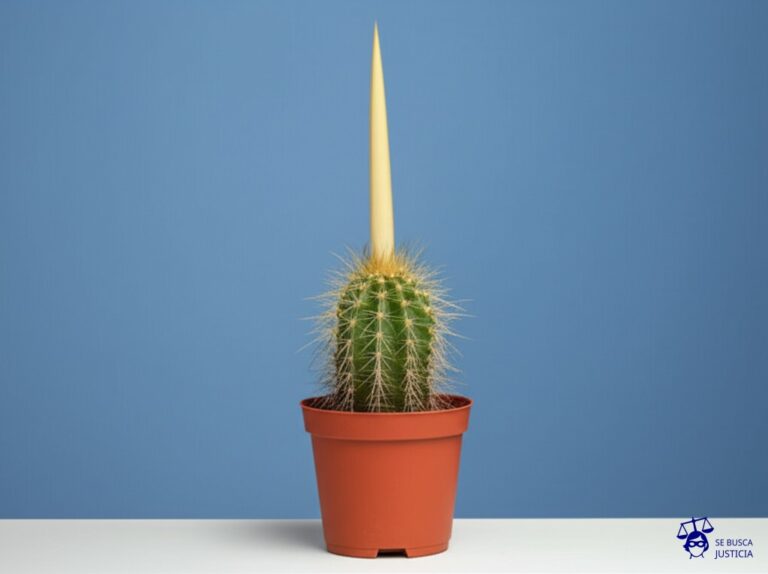 Un cactus con un solo pincho, muy largo y prominente, y una maceta vacía a su lado. Representa: No pago del aguinaldo