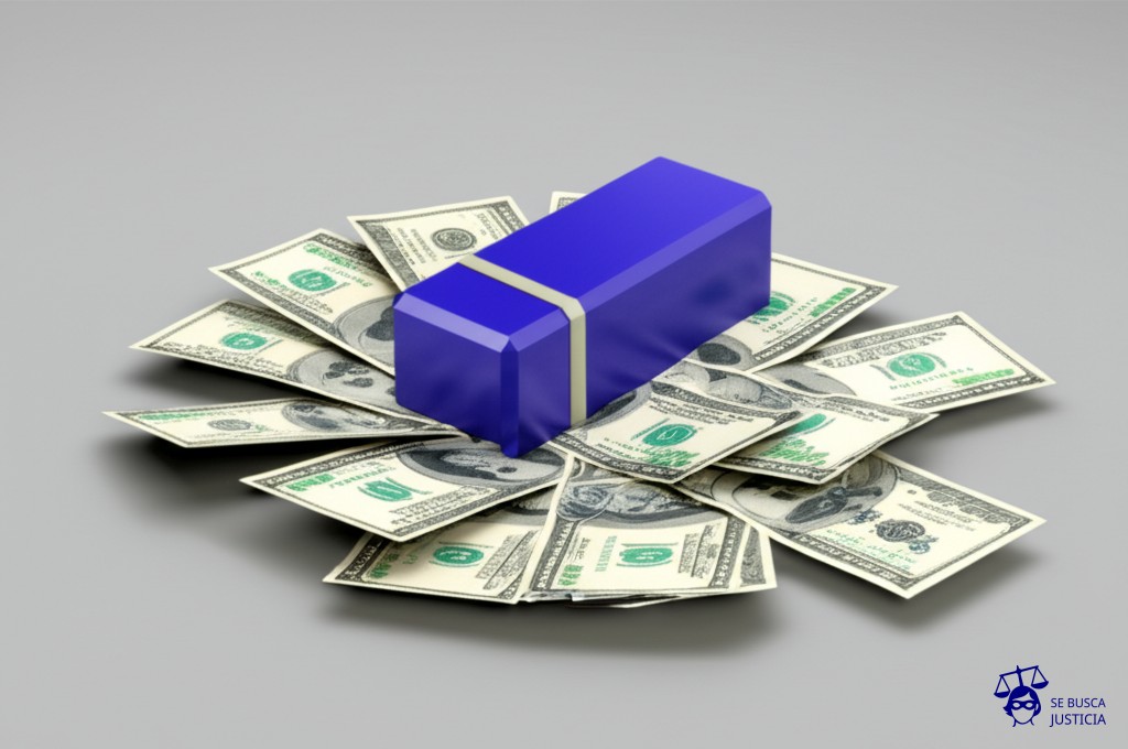 Un imán intentando atraer montones de billetes, pero rebotando repetidamente contra una superficie invisible. Representa: No reconocimiento de depósitos en cajeros