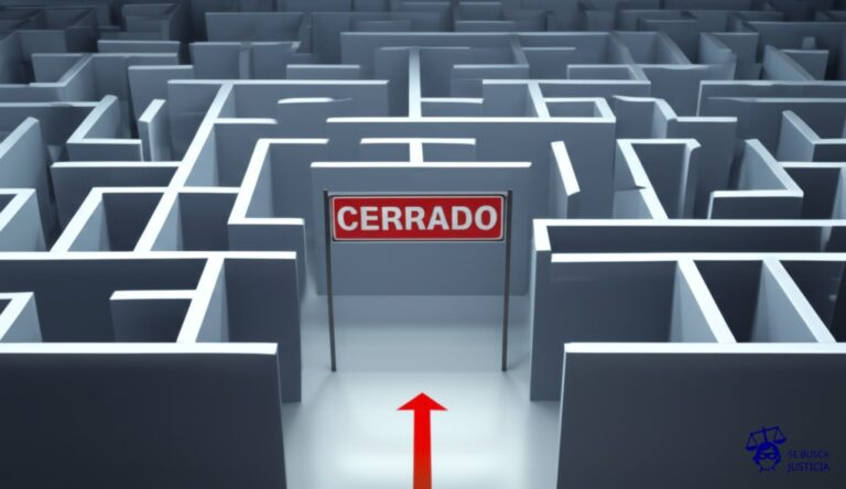 Un laberinto intrincado con múltiples callejones sin salida y un único camino directo, pero marcado con un cartel de Cerrado. Representa: Nuevo sistema Registro de Autorizados a Conducir (RAC) ya operativo