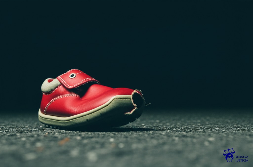 Un zapato solitario en una cuneta, con un agujero en la suela. Representa: Pérdida de patria potestad por abandono