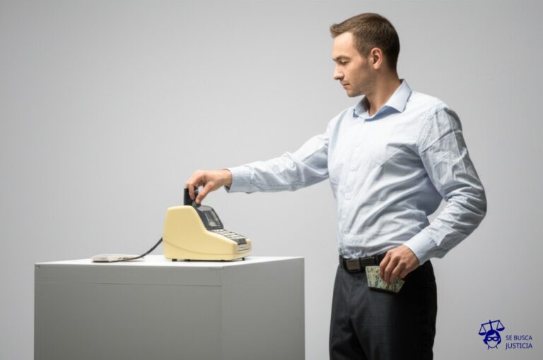 Un hombre con la mano en la caja registradora, intentando sacar dinero de un agujero en su bolsillo. Representa: Problemas con el cobro de deducibles indebidos