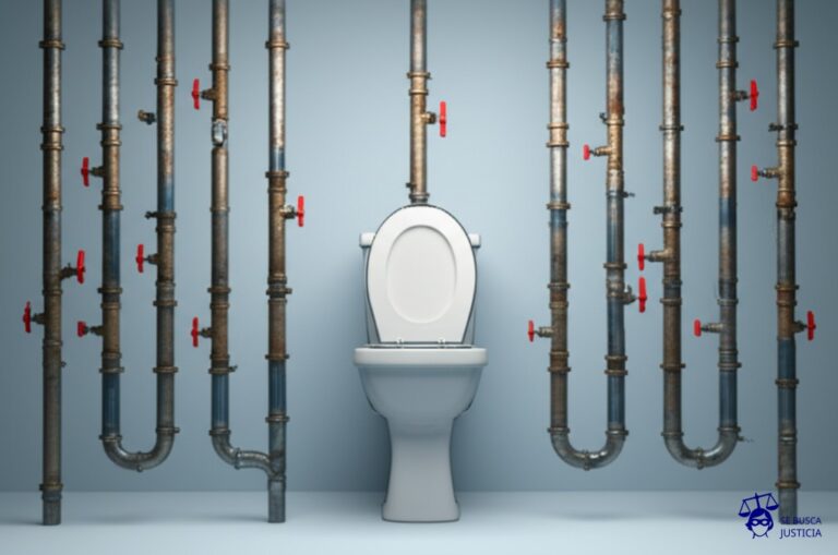 Un laberinto de tuberías retorcidas y oxidadas, con fugas por todas partes, que desembocan en un inodoro atascado. Representa: Problemas con la operatoria de cuentas fiduciarias o de terceros