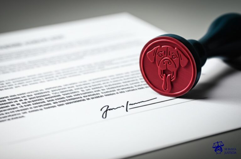 Un sello de goma con la firma estampada en un contrato, pero el sello es de un perro con la lengua afuera. Representa: Problemas con la validez de firmas digitales en contratos