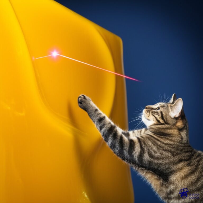 Un gato persiguiendo un puntero láser que proyecta un punto en una pared, pero la pared se está moviendo y retorciendo como si fuera de gelatina. Representa: Problemas con planos no actualizados
