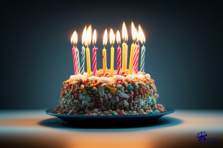 Un gran pastel de cumpleaños con velas encendidas, pero en lugar de pastel hay una pila de basura y las velas son llamas. Representa: Quema ilegal de residuos sólidos