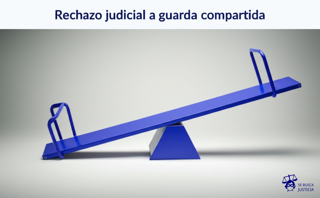 Un balancín con un solo asiento. Representa: Rechazo judicial a guarda compartida