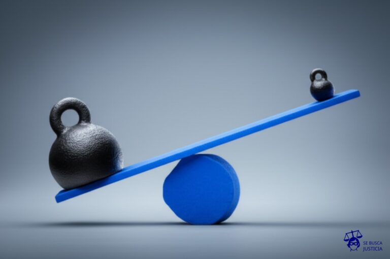 Un balancín. Un lado está en el suelo, representando el salario, con una pesa grande. El otro lado, representando la jornada laboral, está en alto, con una pesa mucho más pequeña. Representa: Reducción de jornada y salario sin acuerdo