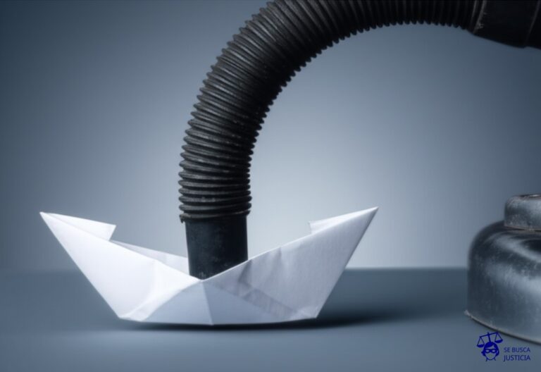 Un pequeño y frágil barco de papel siendo tragado por una enorme y oscura aspiradora industrial. Representa: Roque Narvaja sufrio el embate de la maquinaria represiva del estado durante la dictadura argentina