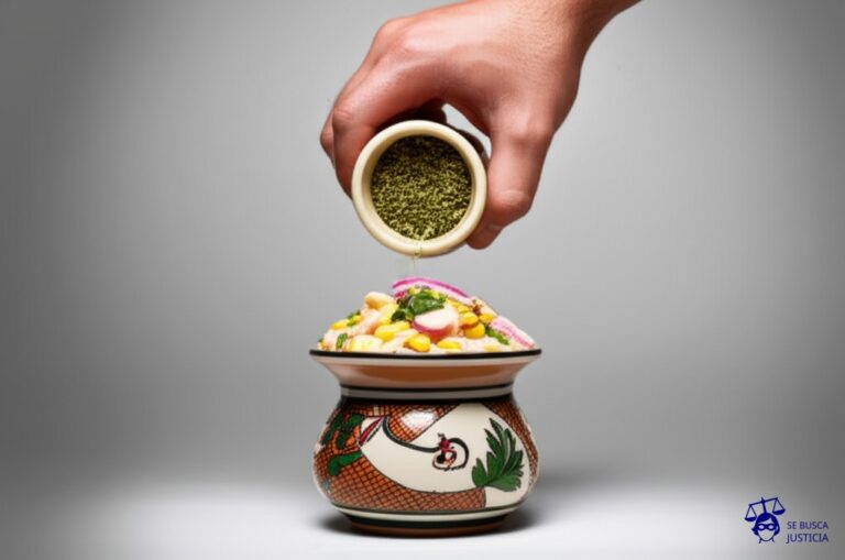 Un pequeño mate uruguayo, lleno hasta el borde, intentando ser tragado por un enorme ceviche peruano. Representa: Uruguay vs Perú