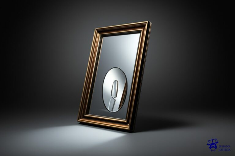 Un espejo roto reflejando una imagen de un espejo intacto. Representa: Uso de arte generativo por IA sin referencia a fuentes