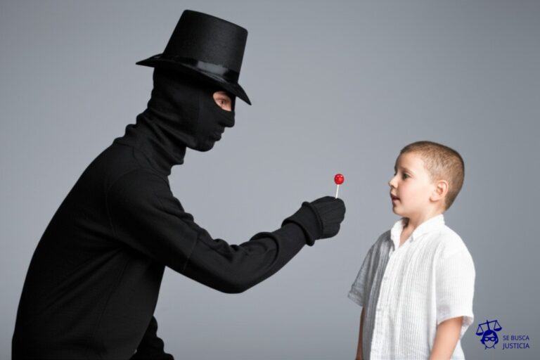 Un ladrón con sombrero de copa y antifaz intentando robar un caramelo de un niño pequeño. Representa: Uso no autorizado de material de archivo en documentales