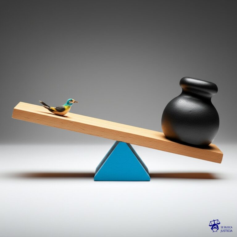 Un balancín. En un lado, una pesa enorme; en el otro, una pluma. Representa: Violación a la igualdad salarial