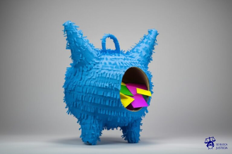 Una piñata llena de secretos con un agujero enorme. Representa: Violación de acuerdos de confidencialidad