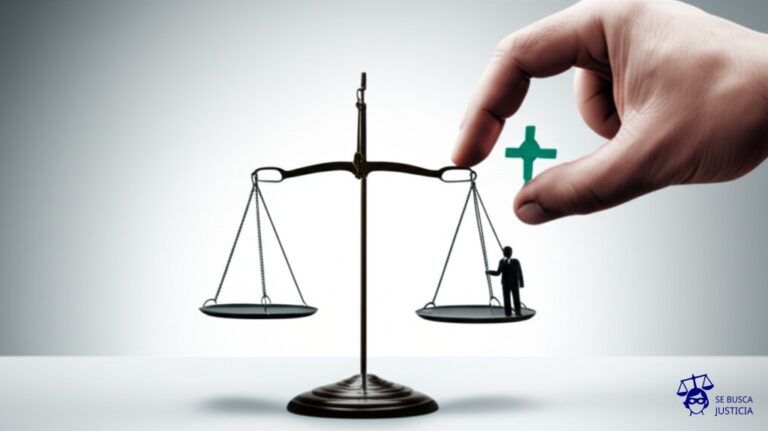 Una balanza con un solo platillo, el otro vacío, y sobre el platillo con peso, una mano gigante (estilizada) aplastando una pequeña figura geométrica. Representa: Violación del derecho a la defensa en procesos administrativos